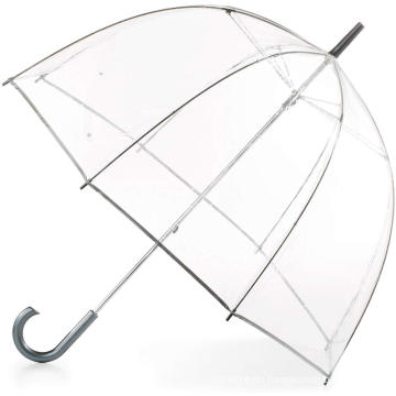 Frauen sehen durch die Kuppelform transparent Plastik klarer Blasen Regenschirm